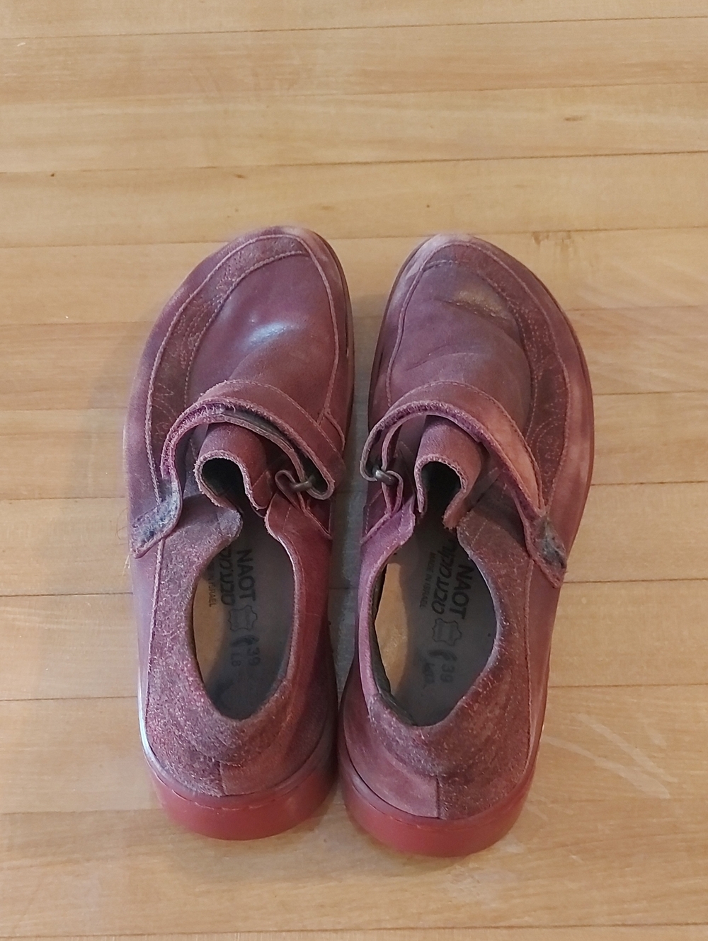 Naot Wine Red Leather Slip-On with Strap